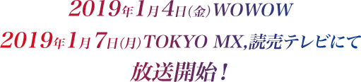 2019年1月4日（金）WOWOW、2019年1月7日（月）TOKYO MX,読売テレビにて放送開始！